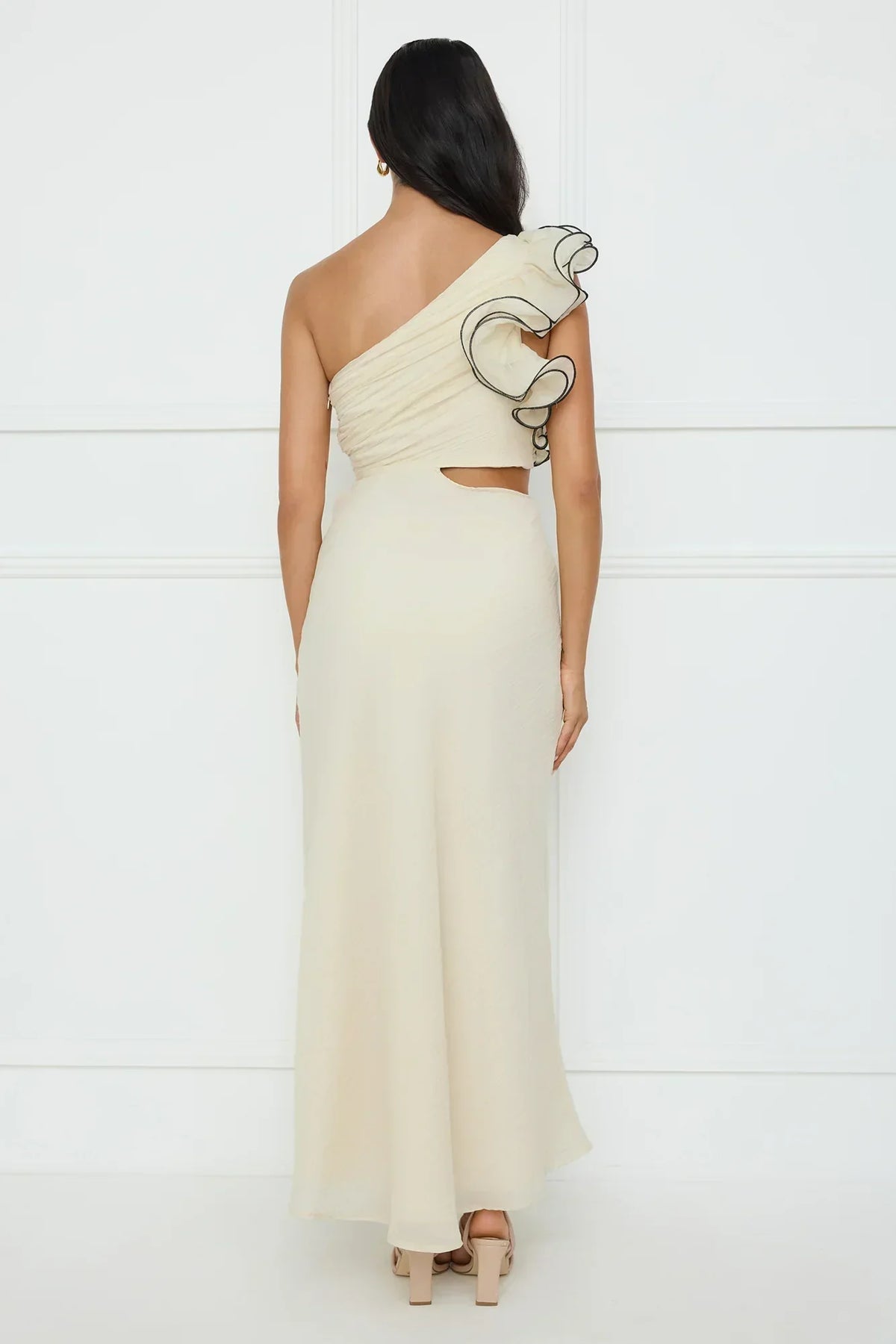 Harbour Dreams One Shoulder Maxi Dress Cream