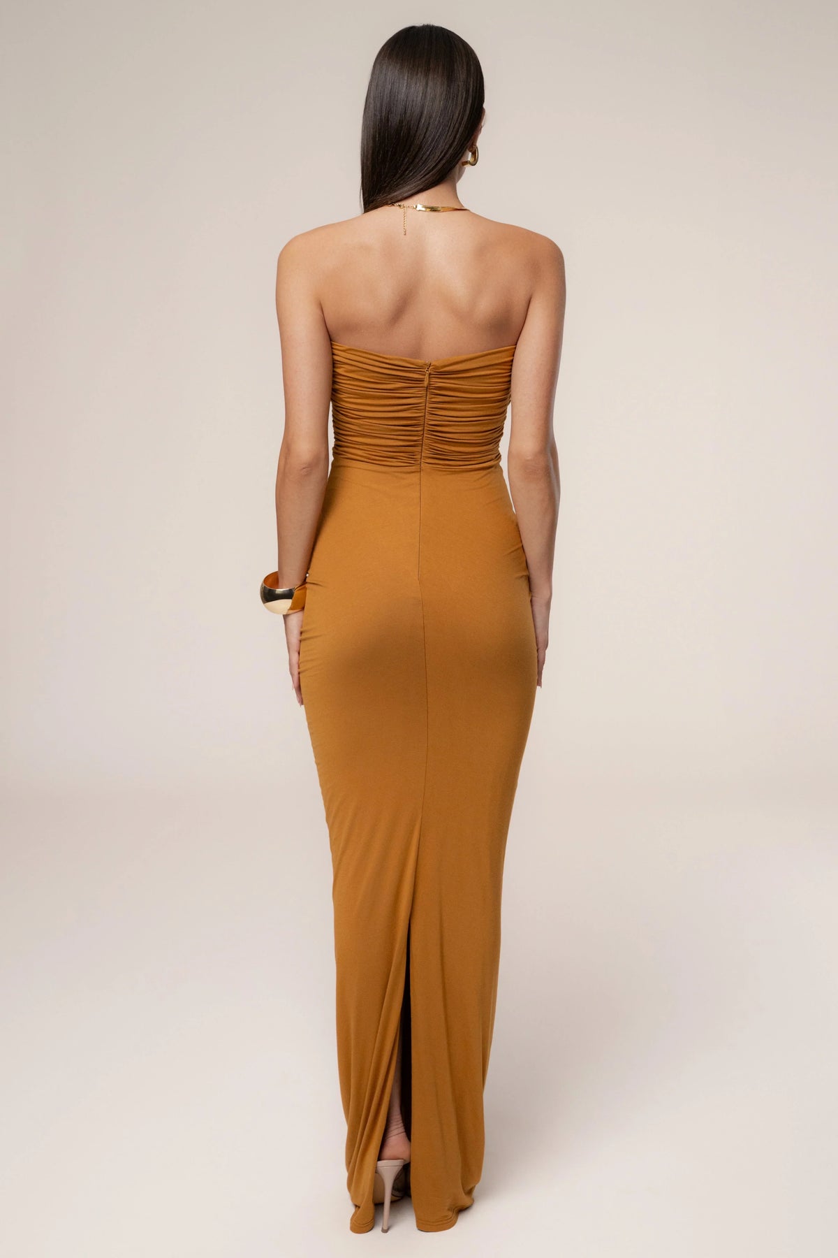 Brown Atlantis Drape Maxi Dress