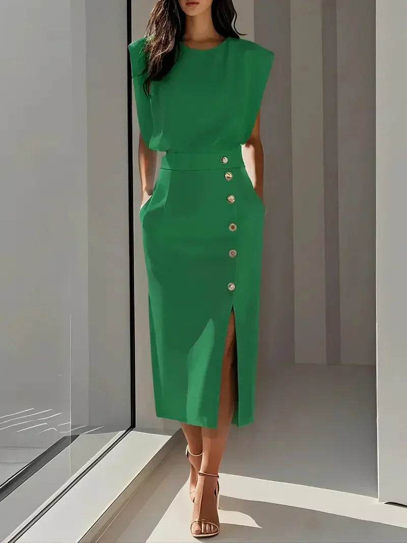 Lisandra Button Midi Dress